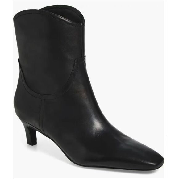 Nordstrom Atema Kitten Heel Bootie Size 8 Leather Upper in Black NEW - Picture 1 of 7